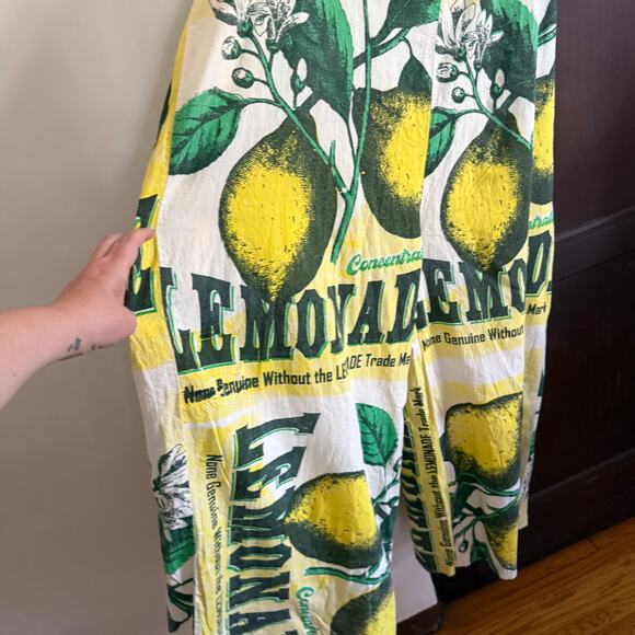 JUNK Vintage Sack | Flour Sack Wide Leg Crop Overalls Lemonade | Extra Large - Picture 4 of 10